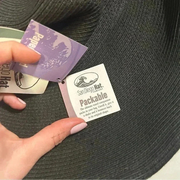 NWT SAN DEIGO HAT CO PAPER  PACKABLE BLACK PAPER FLOPPY HAT - Picture 6 of 6